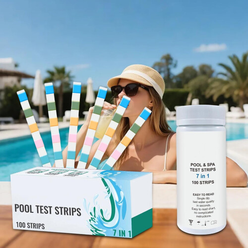 Pool Test Strips for Pool and Spa, Fast Accurate MultiParameter Water Check, Easy Read Color Chart 2