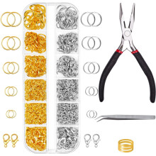 Jewelry Making Kit with Pliers, Clasps and Gold Silver Jump Rings Assorted Sizes for DIY