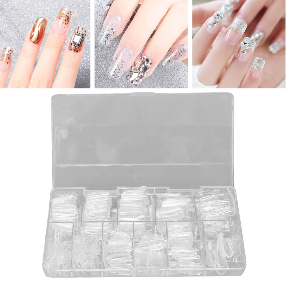 500pcs Transparent Fake Nail Tips, Portable DIY Home Salon Set