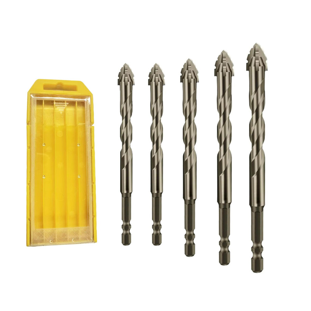 Eccentric Twist Drill Bit For Stone Glass Concrete Wood Efficient Multi Material Serrated Four Blade Set 6/6/8/10/12Mm 9187378481110