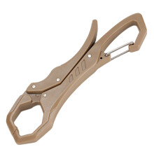 Fish Gripper Carabiner - Lightweight Aluminum Lip Clamp with Flexible Keychain Hook for Fishing, Backpacking, Climbing, Khaki