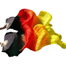 Dance Fan, Handmade Silk Belly Dance Fan Pair, Long 150x90cm Gradient Color Real Silk Practice Fans