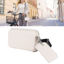 Grande Borsa Donna in PU in Cerato per Tendenza, Vacanza, Quadrato Bianco