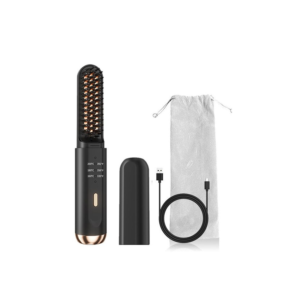 Cordless Hair Straightener Brush Fast Heated Straightener Brush Multifunctional Negative Ions Electric Hot Comb Hair