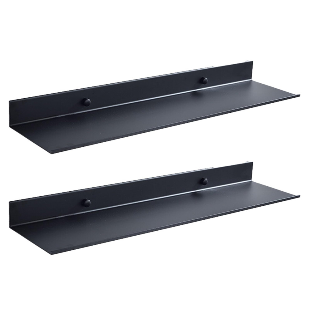 Floating Wall Shelf Black Metal, 80 Cm, Nodrill, Picture Rail For Kitchen And Bathroom 9187378482476