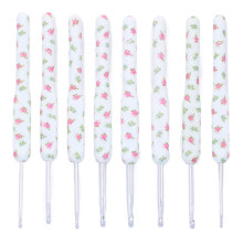 8 Stück Aluminium-Häkelnadeln mit ergonomischem Griff, 15,2 cm, Weiße Blumen