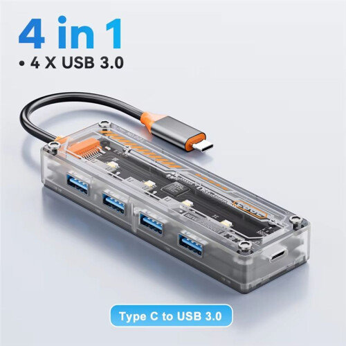 4 in 1 Hub Docking Station 5Gbps High Speed Type C Splitter Adapter for Laptops, PC and Tablets 1