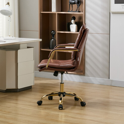 Living And Home Brown PU Upholstered Office Chair 2