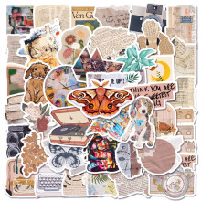 50 Vintage-Aufkleber, ästhetische Aufkleber, Retro-Vinylaufkleber, Aufkleber für Wasserflaschen, Scrapbooking, Laptops, für Kinder