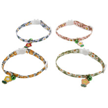 4 Stück Sonnenblumenmuster Verstellbare Katzenhalsbänder mit Glöckchen, Polyester, 17-33cm