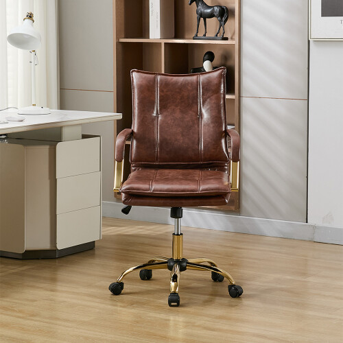 Living And Home Brown PU Upholstered Office Chair 1