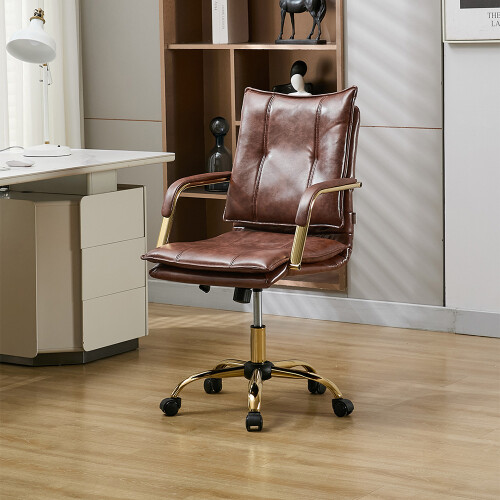 Living And Home Brown PU Upholstered Office Chair