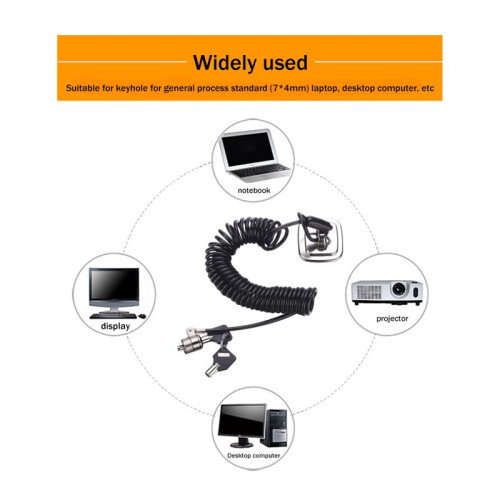 Laptop Computer Lock Laptop Lock Anti-Theft Lock Universal Retractable Spring Rope Steel Cable Key Computer Lock 1