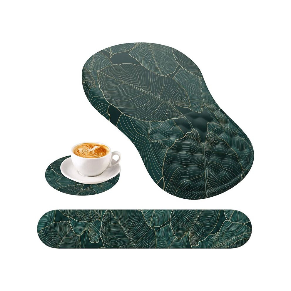 3 Pcs Ergonomic Mouse Pad With Wrist Rest And Keyboard Pad Set, Computer Mouse Pads For Home Desk With Coaster-A 6033227143063