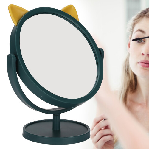 Portable Mirror Foldable Mirror with Base Plate with Storage Function Adjustable Angle Vanity Mirror Cat Ear Shape Design for Bedroom Bathroom 1