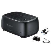 ORICO Dual-Bay Harde Schijfstation USB3.0 USB HDD-Dockingstation met Voedingsadapter voor 2,5/3,5 Inch HDD/SSD EU-Stekker