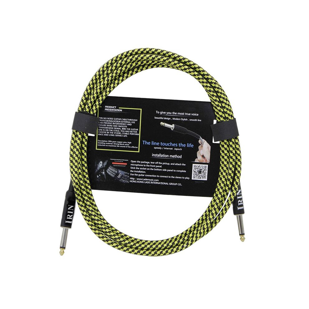 Irin Guitar Cable Musical Instrument Cable Electric Box Bass Audio Cable Braided Noise Reduction Cable (6 Meters) & Yellow/Black 4713617481310