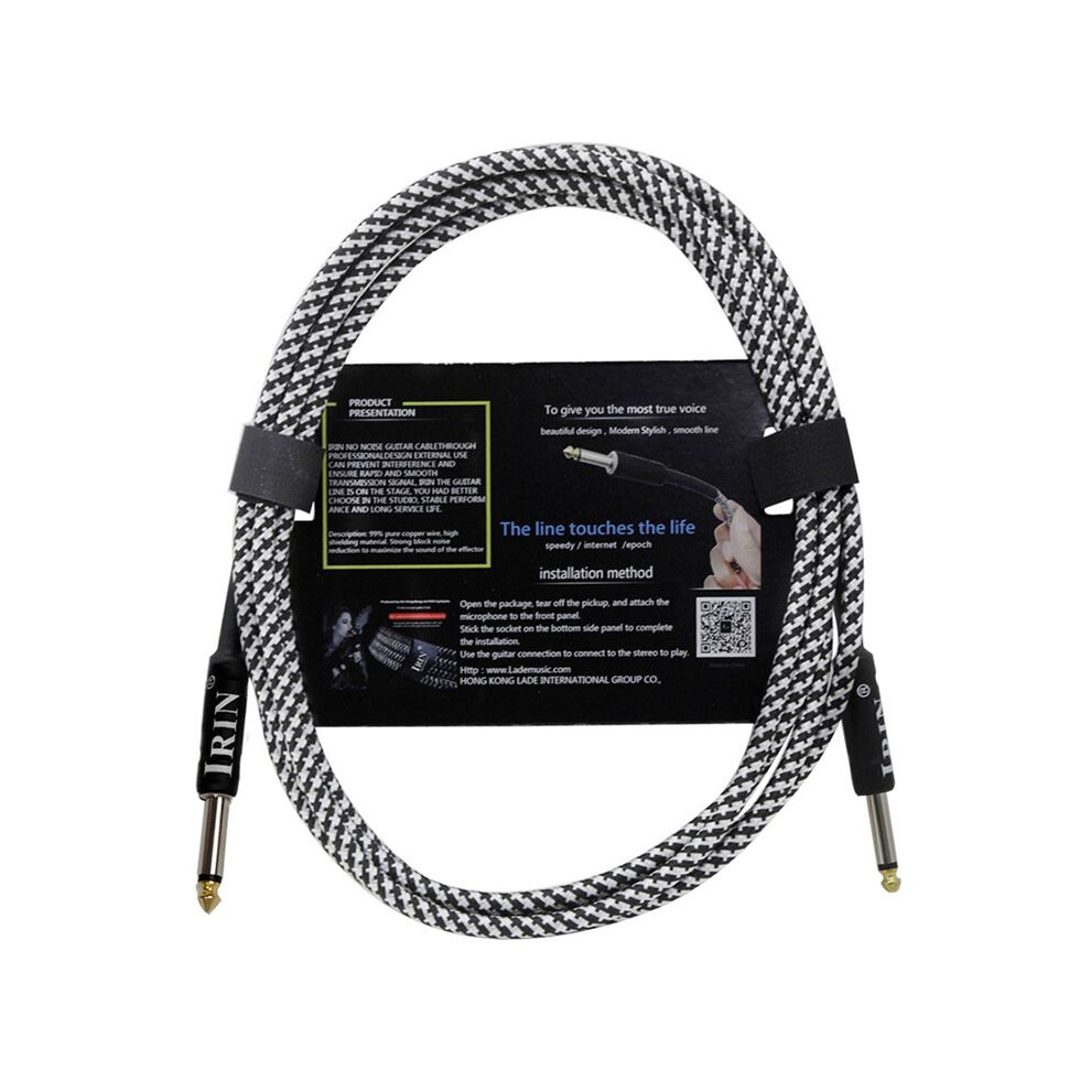 Irin Guitar Cable Musical Instrument Cable Electric Box Bass Audio Cable Braided Noise Reduction Cable (6 Meters) & Black/White 6033443904080