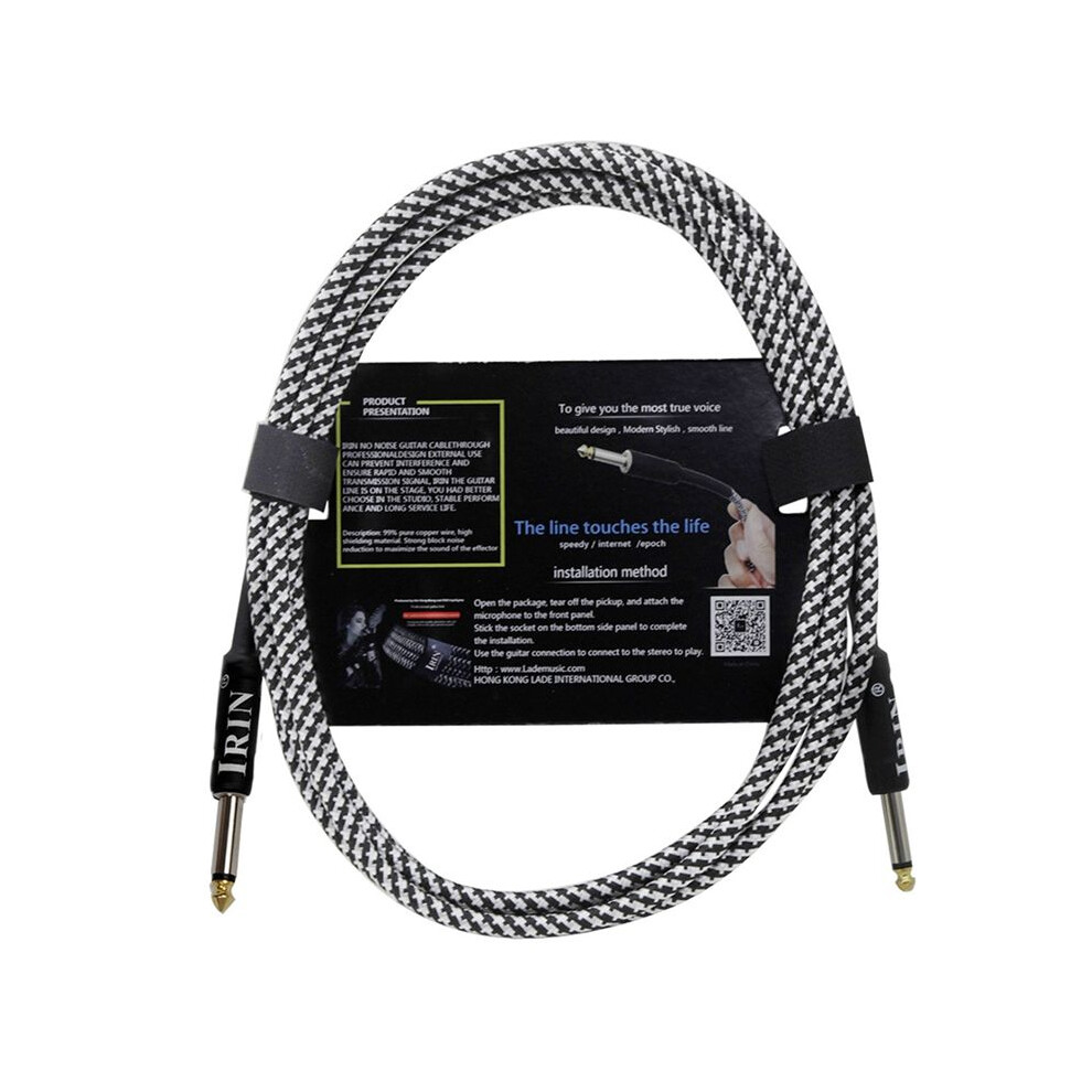Irin Guitar Cable String Instrument Accessories Noise-Free Audio Wire Noise Reduction Cable (10M) & Black/White 4712060413244