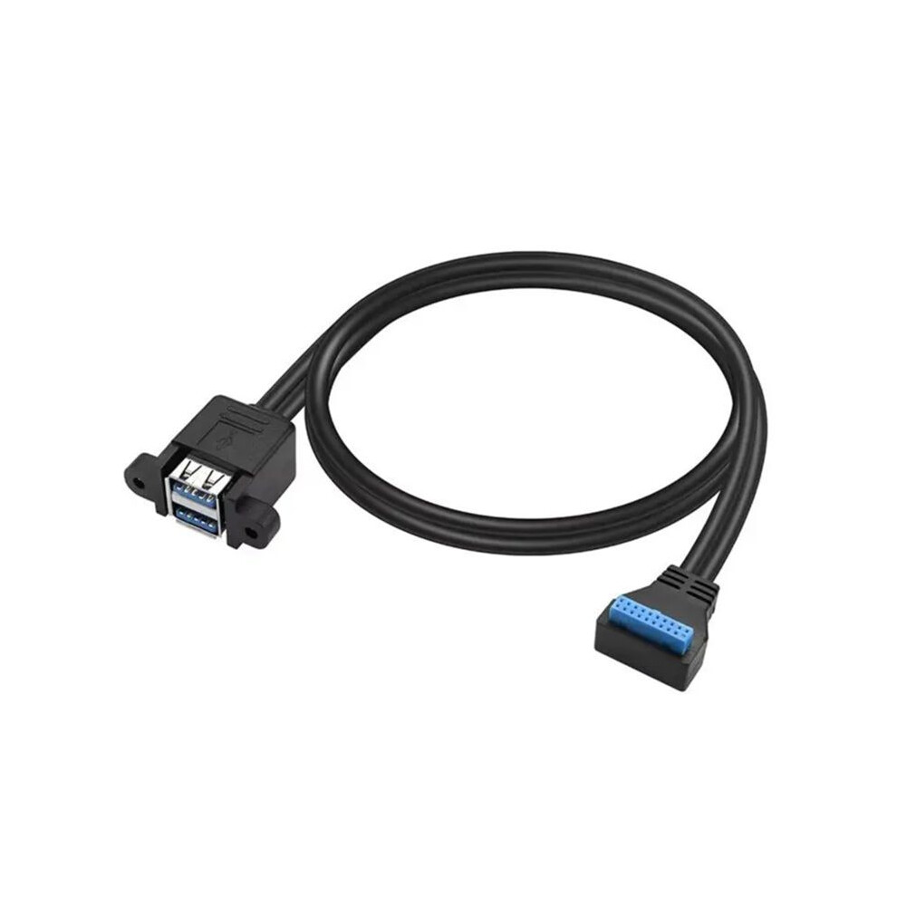 90 Degree /Down Angle Usb 3.0 19/20Pin To Dual Usb-A Female Port Adapter Cable Motherboard Internal Extension Cord B 4713940435868
