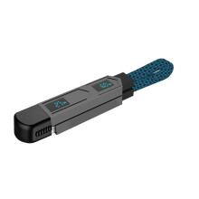 Multi Connectors Magnetic Fast Charging Cable with Screen Keychain PD Cord for Andriod TYPE-C 60W QC 18W Navy