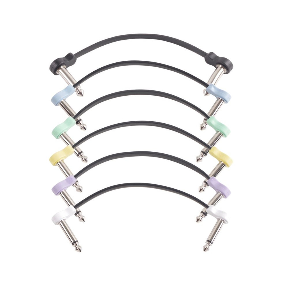 6 Packs 16Cm Guitar Effect Pedal Flat Patch Cables Instrument Guitar Pedal Cable Connectors Patch Cable Multicolor 6033464662891