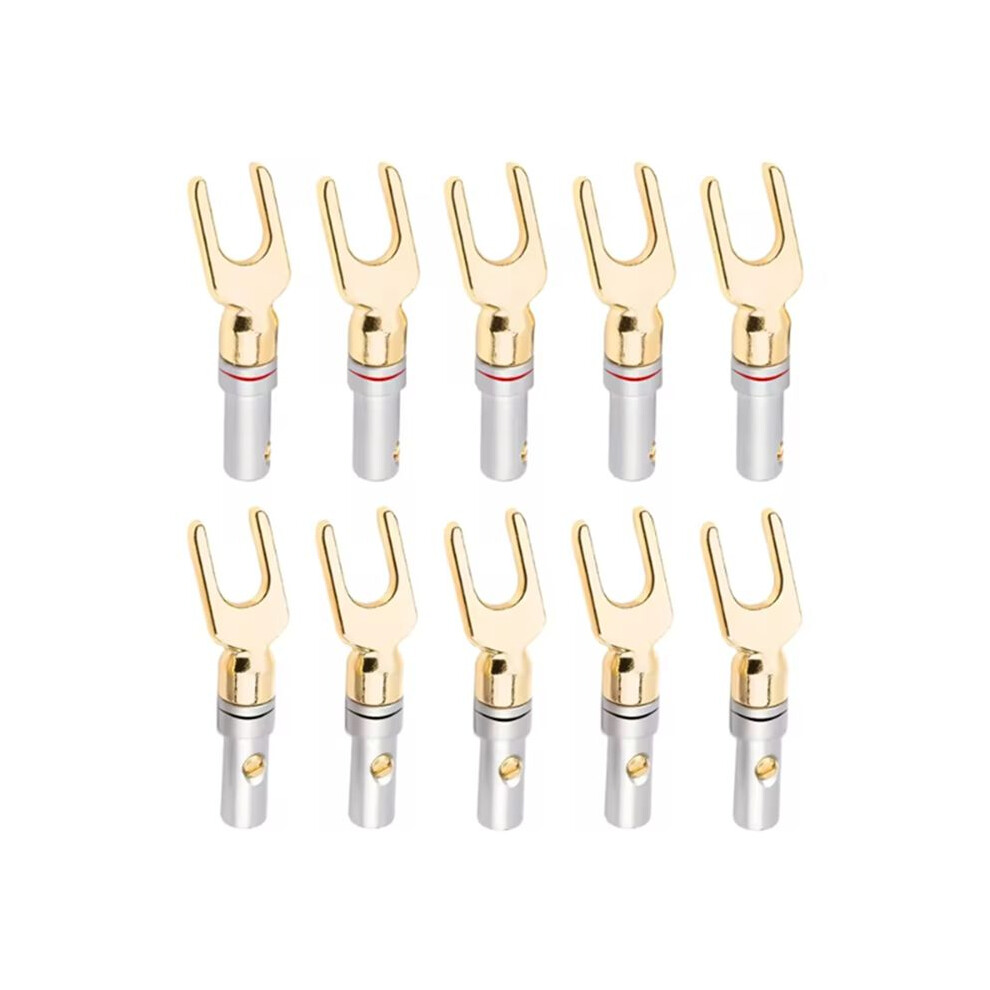 10Pcs Y/ U Type Banana Plugs Speaker Audio Cable Wire Connector Screw Lock Fork Spade Plug Banana Connectors 6032906915410