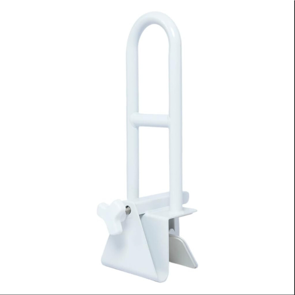 White Bathroom Grab Bar With Antislip Safety Grip For Elderly, Nodrill Shower Support Rail, 15X17x43cm