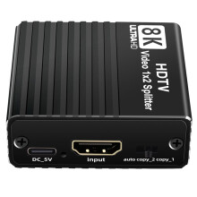 Ultra HD 8K HDTV 1 to 2 Splitter -Compatible 2.1 8K 60hz/4K 120hz/1080P 240hz with EDID for PS5 PC Laptop Conputer
