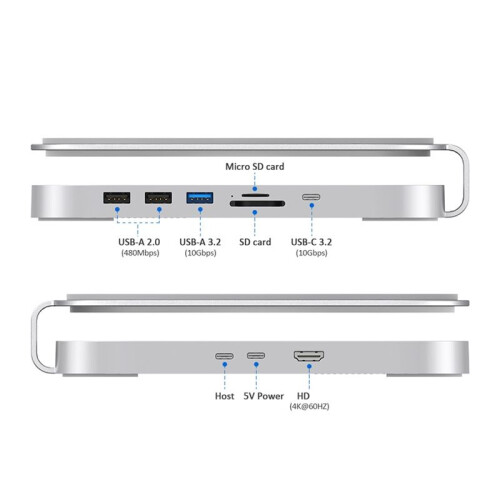 USB C Hub with Hard Drive Enclosure Type C Docking Station NVME M.2 SSD Case 4K M1 M2 for  / Studio A 1