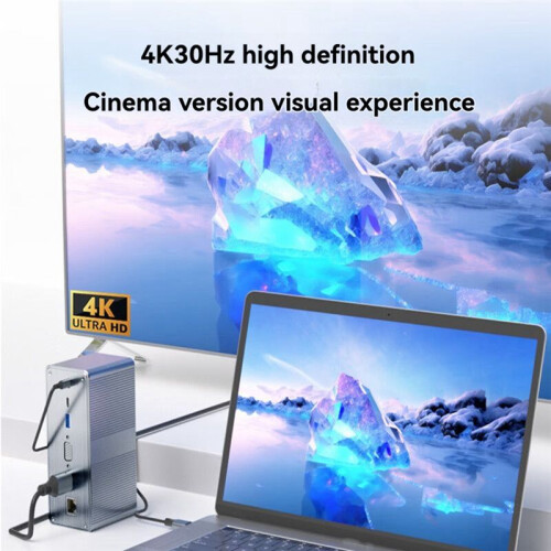 USB-C 3.0 Hub Docking Station 13 in 1 Desktop Multi-Interface Expansion Dock with 100W PD Charging  TF Card Reader 2