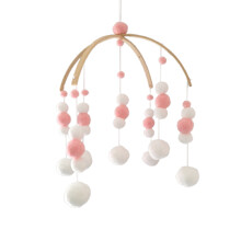 Eco-Friendly Baby Mobile for Crib, Natural Wood and Felt Decor Wind Chime Hanging Toy Soothing Sleep Aid Nursery Decoration Gift for Newborn Boy Girl