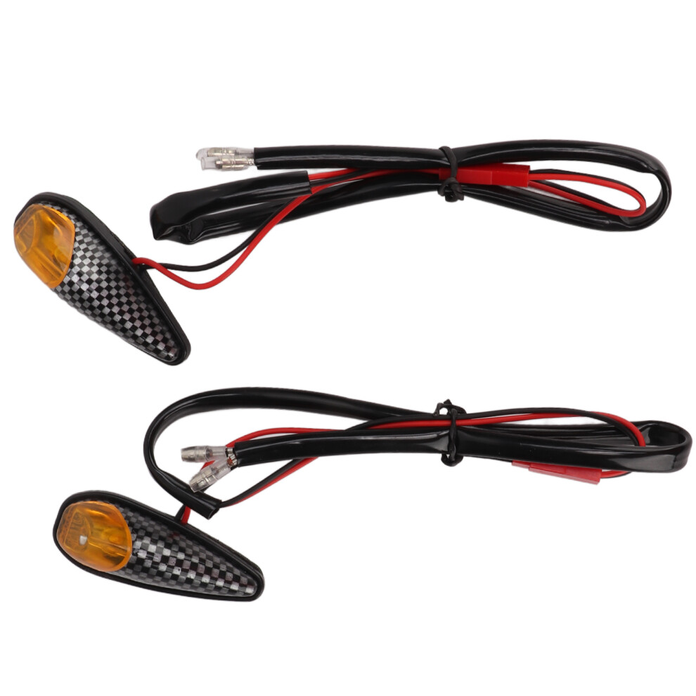 Pair Carbon Fiber Style Motorcycle Turn Signal 12V 3W Universal Light 4971376337686
