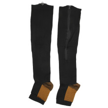 Schwarze Nylon-Kompressionsstrümpfe L/XL, offener Zeh, fürbeinformende Wirkung