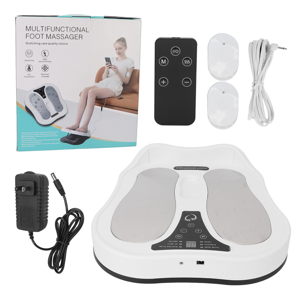 EMS Foot Massager For Neuropathy Pain Relief With Thermal Moxibustion Magnetic Therapy Stretching Exercises External Electrodes Ergonomic Design Calf