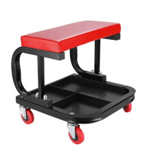 Heavy Duty Mechanic Rolling Creeper Seat with Tool Tray and Adjustable Cushion for Garage