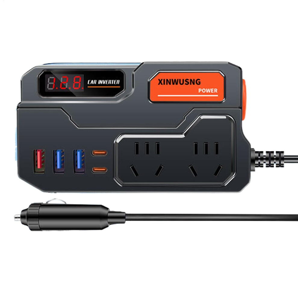 Car Power Inverter 12V/24V To 220V Adapter With Qc3.0 Typec Pd Fast Charging And Digital Display 9187378485798