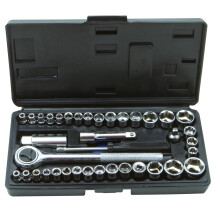 1/4" & 3/8" 40 Piece Drive Socket Set - 14 38 36109 Rolson Tool Ratchet Case - socket set 40 14 38 drive 36109 rolson piece tool ratchet case