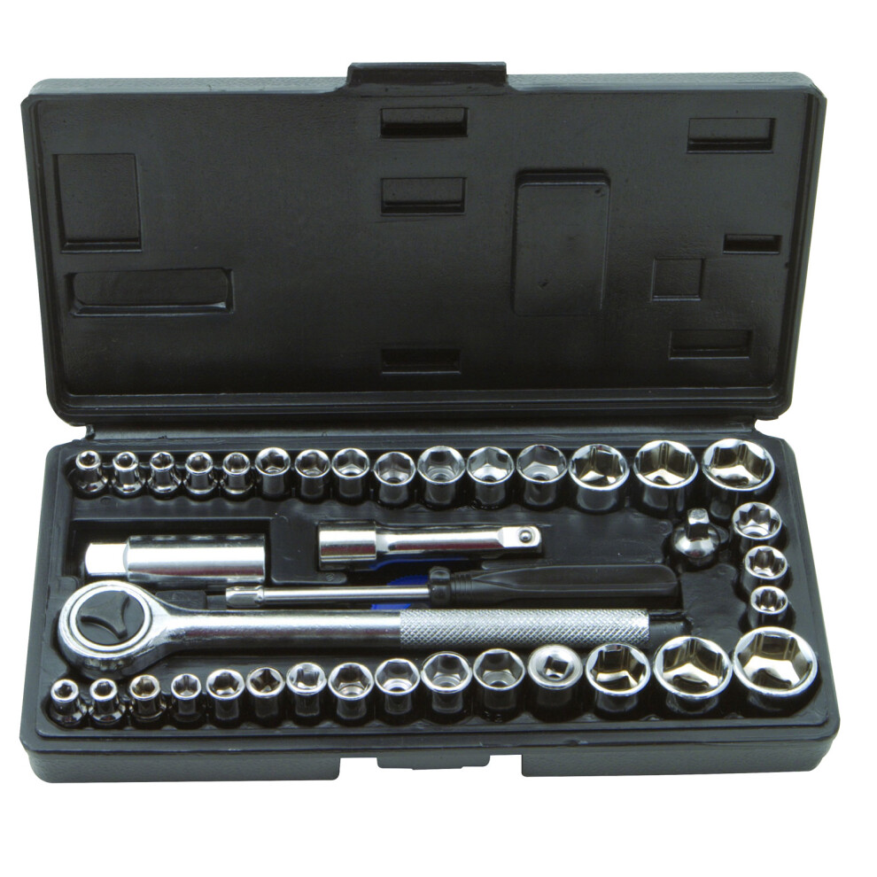 1/4" & 3/8" 40 Piece Drive Socket Set - 14 38 36109 Rolson Tool Ratchet Case -  socket set 40 14 38 drive 36109 rolson piece tool ratchet case
