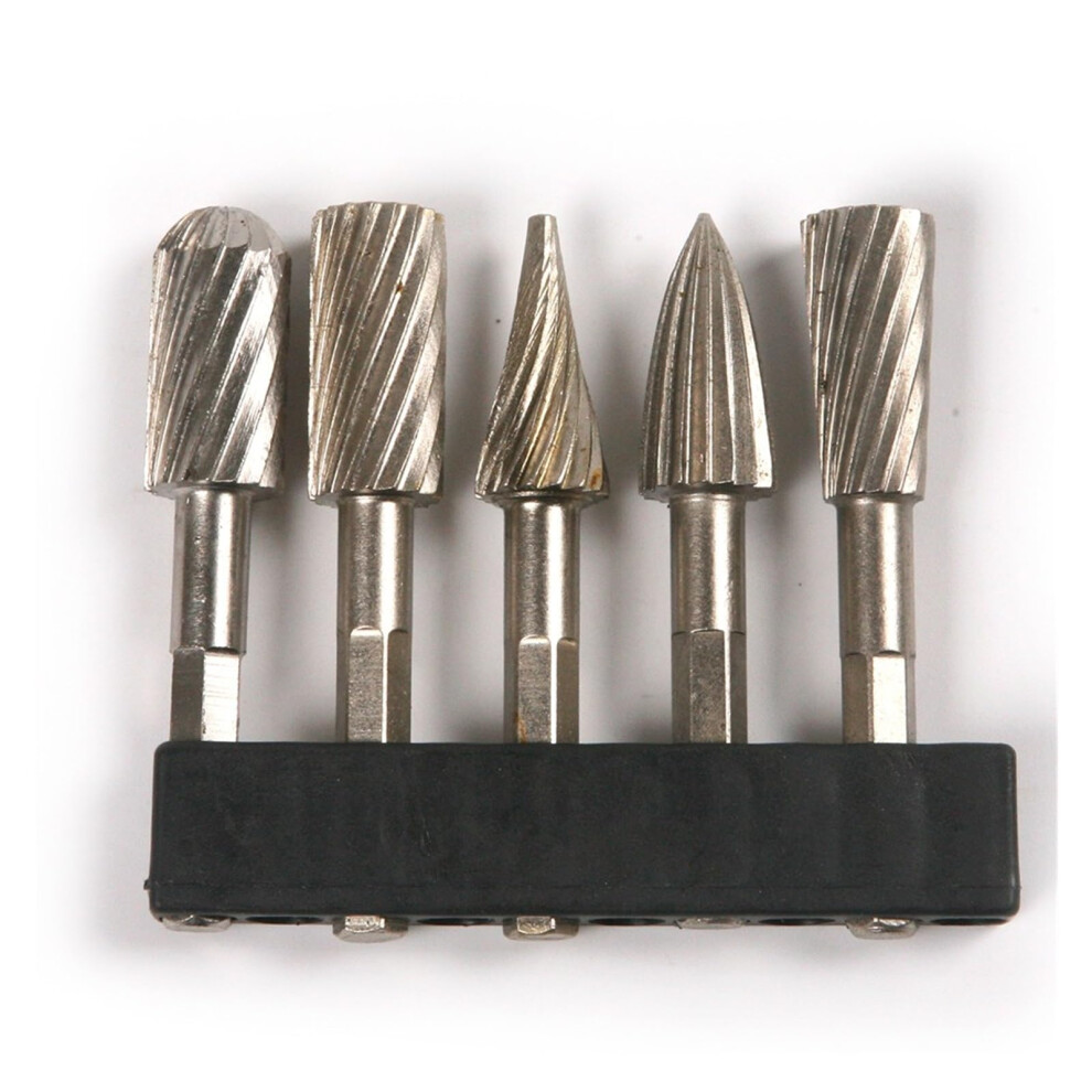 Carbide Rotary Burr Set, 5Piece, 6.35Mm Hex Shank, For Metal Wood Plastic Grinding In Woodworking 9187378486283