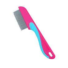Pet Flea Comb Stainless Steel 15cm Pink Removes Fleas Fast for Dogs Cats Rabbits Horses
