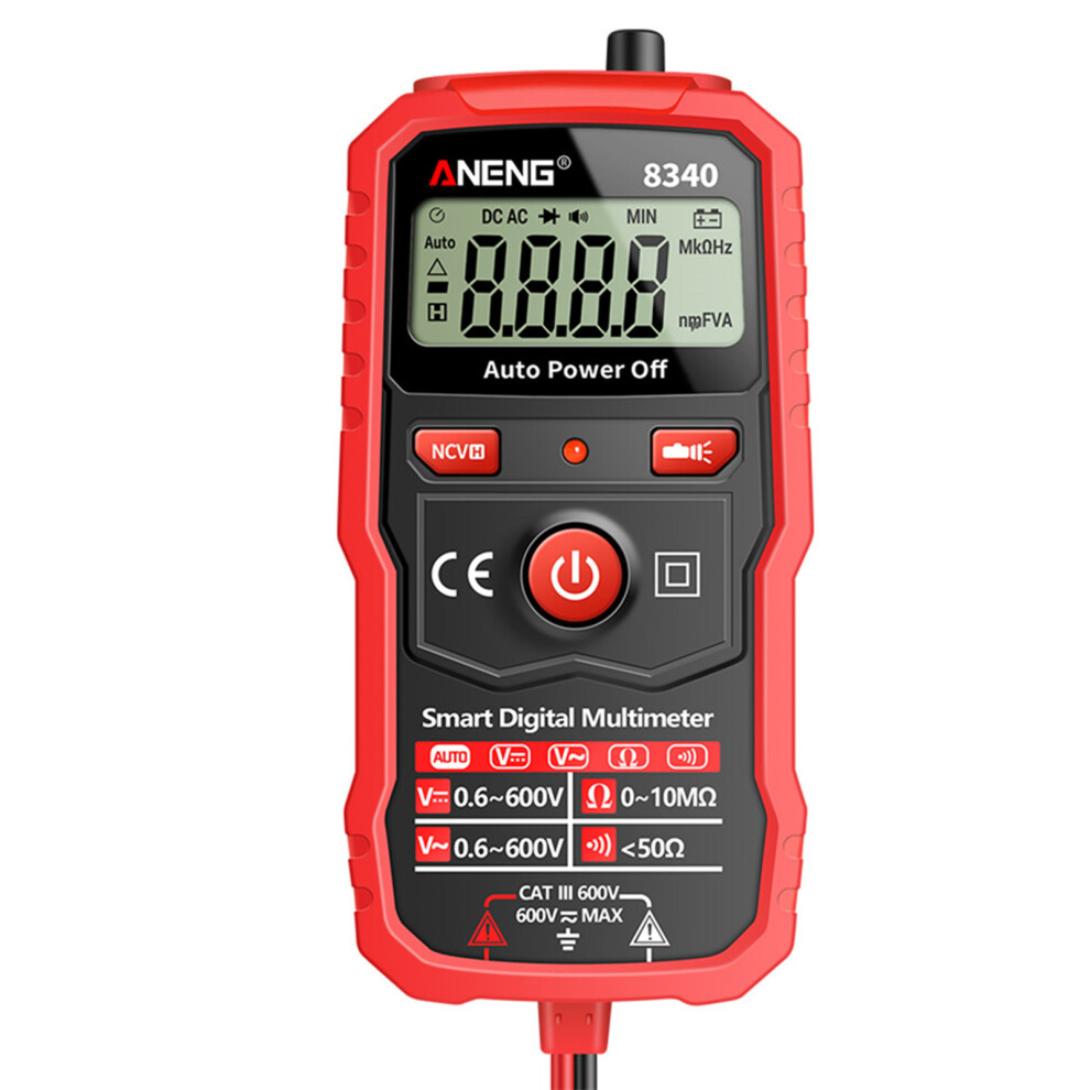 Aneng 8340 Smart Digital Multimeter With Backlight, Ncv, 1999 Counts, Compact 120X59x24mm 8281376341498
