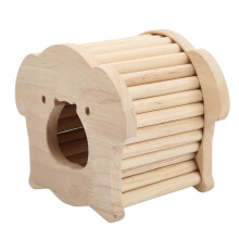 Klimhuisje voor kleine huisdieren, houten schuilplaats voor hamsters met grappige klimladder, habitat in de vorm van een varkenshoofd, huisdierkooi