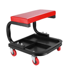 Mechanic Rolling Stool with Tool Tray and Wheels, Density Cushion Seat for Auto