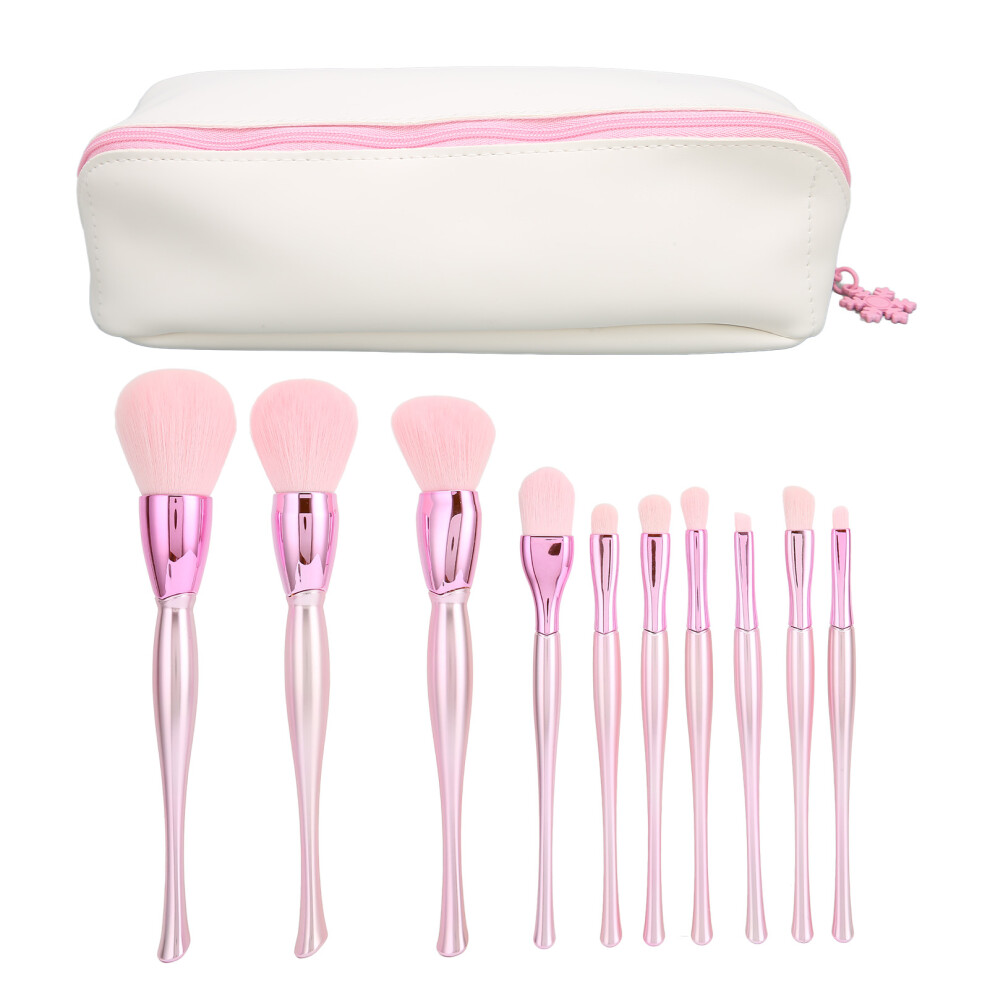 Makeup Brush Set For Professional Beauty Salon Or Daily Use, Includes A Convenient Storage Bag, 10Pcs With Synthetic Hairs And Vegan Bristles Offer
