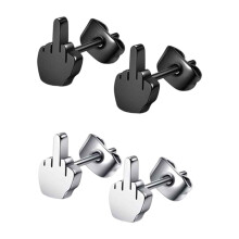 Paar Herren-Ohrstecker aus Edelstahl, Punk-Ohrringe, Silber/Schwarz, hypoallergene Ohrstecker für Damen, Herren, Jungen und Mädchen