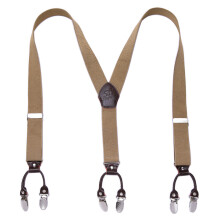 Back Men's Suspenders, Heavy Duty Design with Elastic Adjustable Straps, Button End Suspenders with Leather Tabs for Wedding and Formal Wear,