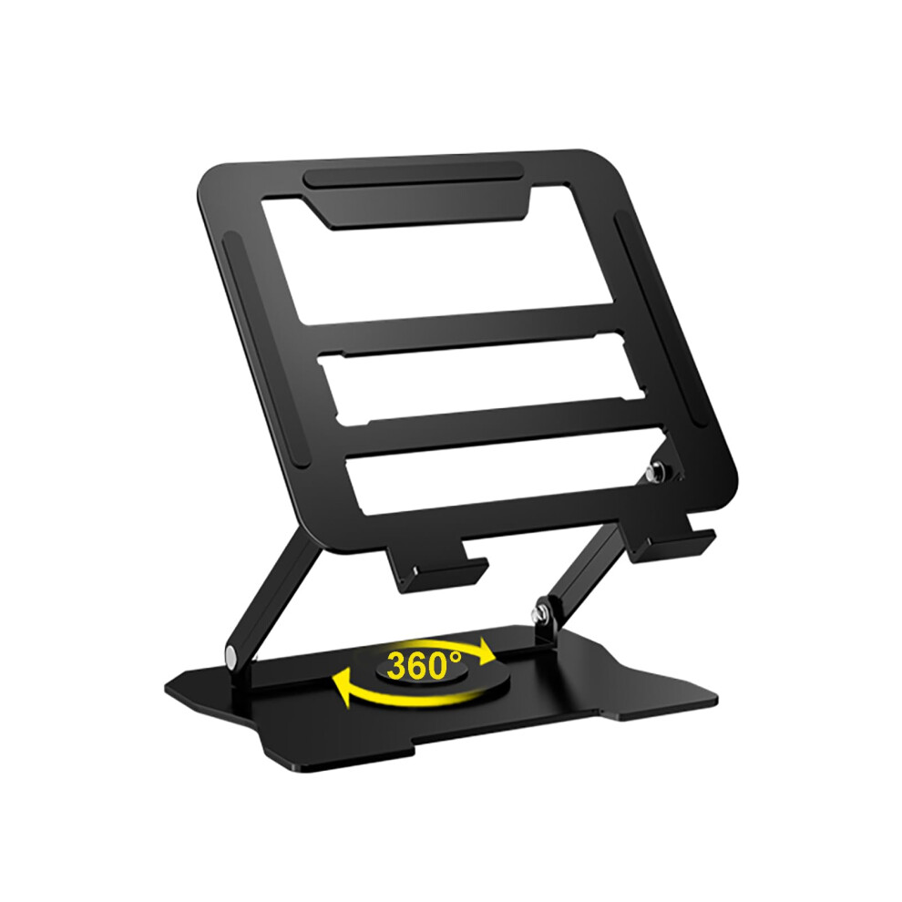Adjustable Laptop Stand With 360 Rotating Base, Height Adjustable Metal Riser For 1017' Laptops, Black 9187378487860