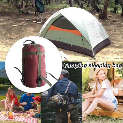 Compression Sack | Waterproof Nylon Compression Stuff Sack for Sleeping Bag Storage, Hiking, Camping, Travel, Dark Red 2