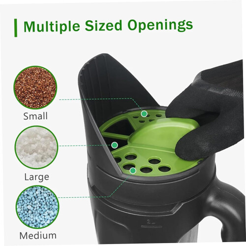 Handheld Lawn Seed and Fertilizer Spreader 2.5L with Adjustable Opening Sizes for Wide Coverage 2